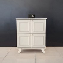 웨인스코팅 원목 4도어 다용도 수납장 크림화이트원목다리, 없음