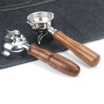58mm 포터 필터 우드 커피 머신 엑스포바로켓용 바텀리스 필터 포터 필터 나무 손잡이 액세서리 e61 유니버셜, 검정 - 58mm - 삼엽충