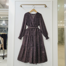 [무자크] [더센트럴] 브이넥 시보리밴딩소매 원피스 MM6WOP10