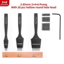 wuta sharp head 교체 가능한 pricking iron 이동식 라운드 홀 펀치 leather craft chisel diy leather tools, 새로운 3.85mm2-4-6프롱
