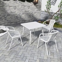 파라솔세트 대형 야외 옥상그늘막 비치 낚시 피크닉 편의점 카페 캠핑 접이식 테라스, 70 화이트 철제 사각 테이블+3 의자