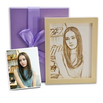 Lizziery 사진 맞춤 목각화 액자 세트 기념품 선물, 목각화-일반 액자, 원목색-목각화-일반 액자