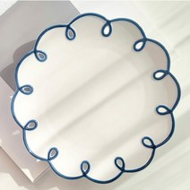 레트로 컬러 꽃모양 접시 / 플라워 림 플레이트 디저트 케이크 접시, 블루(Blue), 1개