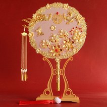 결혼 신부 중국스타일 결혼선물 둥글 고풍 전통혼례복 부케 DIY재료팩 쇼핑몰사이트, T67-신부둥글부채 7완제품 1EA미, 기본