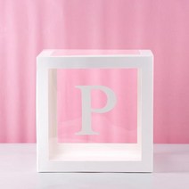 투명 상자 베이비 샤워 장식 풍선 웨딩 이벤트 파티 용품 세례식 해피 첫 번째 생일, 16 Alphabet Box P_02 27 cm Box