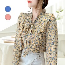 블루밍 블라우스 데일리 플라워 휴양지 비치 긴팔