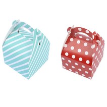 손잡이 선물 백 종이 가방 포장 상자 접이식 케이스 디저트 미니 케이크 머핀 쿠키 답례품 미니 컬러 봉투 땡땡이/줄무늬, 땡땡이