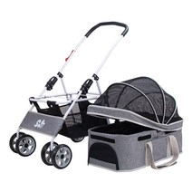 강아지 반려견 유모차 스트롤러 pet cart cat go out trolley 고양이 카트 트레일러, 업그레이드 및 강화된 모델 회색으로 분리된 카트