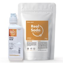 리얼소다 무수 구연산 프리미엄 보틀 1kg+팩 3kg (4kg)세탁 세정제 섬유유연제 식용구연산 파우더 소다, 무수구연산 프리미엄 보틀 1kg+팩3kg