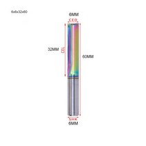 밀링머신 밀링커터 부속 1개 3.175mm 4mm 6mm 8mm 2 개의 플루트 스트레이트 슬롯 비트 우드 커터 CNC 솔, 6x6x32x60 Colorful