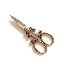 스테인레스 스틸 빈티지 가위 바느질 패브릭 커터 자수 재단사 스레드 도구, Red coopper, 01 Red coopper