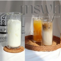 Mswh 1+1 홈카페 가정용 원형 이중 내열유리컵 보냉 보온 350ml 450ml, 450ml 2p