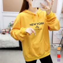 [오늘발송] 스타일아유 여성 후드티 레터링 new york 로고 오버핏 프린트 후드 티셔츠[AYA8TS0292]