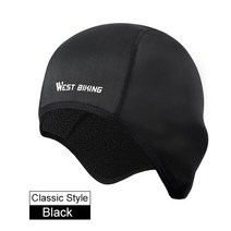 자전거 모자 서쪽 겨울 사이클링 방풍 따뜻한 양털 야외 스포츠 balaclava 스키 스노우 보드 실행 헬멧 라이너 캡, 클래식 블랙, 협력사