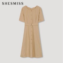SHESMISS_02 [쉬즈미스] 벨티드 린넨 버튼 다운 원피스_SWWOPM21070_BE