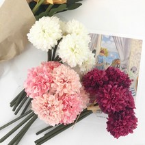 부카즈 폼폼 플라워 - 인테리어 소품 퐁퐁이 국화 조화 디퓨저용 민들레 꽃꽂이 재료 도매, 퍼플