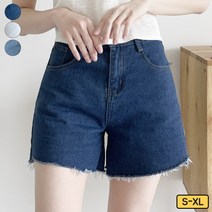 가비진 여성용 밑단 언발 트임 포인트 4부 데님 숏팬츠 청 반바지 빅사이즈까지