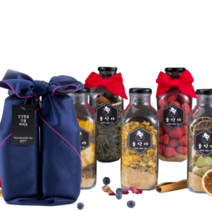 담금주키트 DIY칵테일만들기 새해선물 승진선물 기념일선물 집들이선물 파티선물 완벽한선물포장 술선물 500ml 2병 보자기포장, 딸기베리, 장미