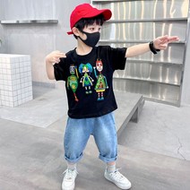 Himty 소년의 여름 옷 정장 어린이 아기의 의류 소년 서양식 잘 생긴 인터넷 연예인 튀김 거리 2 년 세 3 세 여름 유행 옷