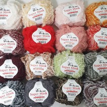 슈퍼밍크 토끼털 인조퍼실 뜨개실 털실 인조퍼 목도리, 11.주황아이보리복합, 1개