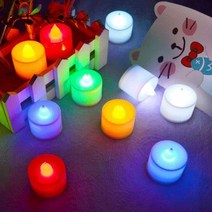 LED 촛불 양초 티라이트 캔들 집회 프로포즈 기념일 전자 촛불, 원형-LED미니캔들-혼합색상 48개