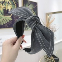 HTB210851리본 스티치 머리띠 다크그레이 헤어밴드