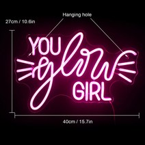 결혼식 방명록 You Glow-소녀 LED 네온 조명 웨딩 약혼 어린이 방 벽 장식 나이트 사인 생일 파티 USB 아, 02 pink_01 5w
