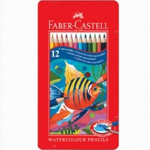 파버카스텔 틴 유성 수채 색연필 12색 24색 36색 틴케이스, 수채12색