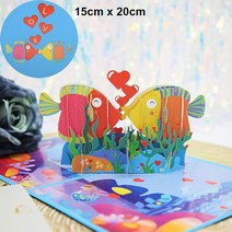 3D 입체 팝업카드 신년카드 아내와 여자 친구를위한 러브 발렌타인 데이 기념일 청첩장 인사말 감사, 키스하는 물고기