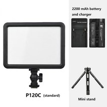 Godox LED 라이트 울트라 슬림 스튜디오 연속 3300K 5600K 비디오 램프 카메라 DV 캠코더용 배터리 P120C, [04] with tripod, 04 with tripod