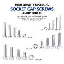 특수볼트NINDEJIN-육각 소켓 헤드 캡 나사 볼트 및 너트 세트 일반 와셔 포함 304 스테인레스 스틸 육각 M3, 01 M4 20sets_11 20mm