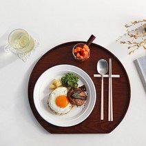 푸코 옻칠 반달 우드트레이 쟁반 (2color), 브라운