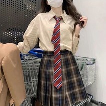 TIYANY 허리 셔츠 일본 초가을 ji 유니폼 스트라이프 긴 소매 달콤한 학술 스타일 한국 수석 조커 슬림 셔츠 zdz