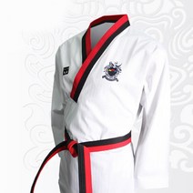 흰색상의 컬러하의 품새 품도복 태권도복 합기도복