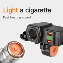 오토바이 전화 충전기 QC3.0 USB 고속 이중 포트 전압 표시 2225mm 핸들 바 10mm 미러, 01 Red