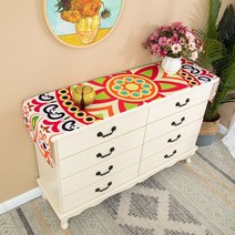 에스닉 패브릭 테이블 덮개 서랍장 거실장 커버 방수 테이블천, 04. D