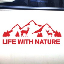 캠핑카 차량용스티커 튜닝 자동차스티커 카라반꾸미기 데칼스티커 10종, 5 라이프 위드 네츄럴, 중형, 레드