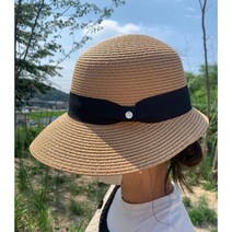 넓은챙 밀집 라탄 버킷햇 라피아 모자