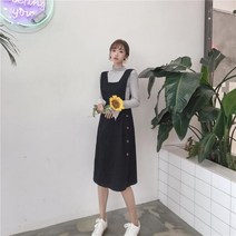 러블리 소녀 감성 옆단추 면 점프수트 원피스 겨울가을원피스