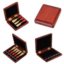 플룻 가방 케이스 Professional Durable Solid Wooden Bassoon Reed Case Hold 3/5 pcs Reeds Dark Red, [02] 5 pcs