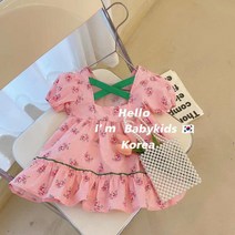 PigPug 한국 여자 어린이 22 귀여운 서양식 여름 면 스커트 아기 공주 어린이 스커트