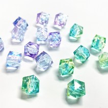 (10pcs) 투톤 다각형 아크릴 비즈 재료, 10개입(10mm), (C28-4) 파랑퍼플톤