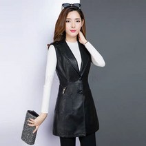 여성 춘추용 레자조끼 PU가죽 슬림핏 자켓 민소매 베스트 3컬러 SFW0705003