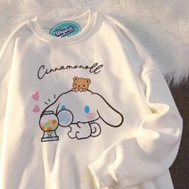 산리오 캐릭터 맨투맨 티셔츠 화이트 봄 가을 시나모롤