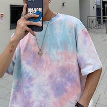 남성 반팔티셔츠 타이다이 인스 핫한 레드컬러 레인보우 핫픽스 보카시 보카시 핑크 cec 반팔 남 트렌드
