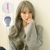 가발매니아 밀키웨이브 66cm 더 썸 위그 통가발 전체가발 (고열사)+가발망1개+꼬리빗 1개, 베이지그레이, 1개