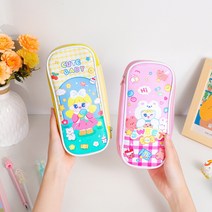 신학기 pvc 투명 필통 파우치 학생 펜슬 케이스 투명pvc필통 파우치형, 1개, 레인보우옐로우