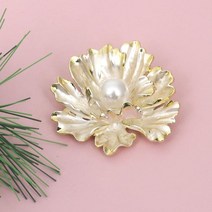 천연 담수진주 황금꽃 레트로 화이트 핑크 진주브로치 99248EA