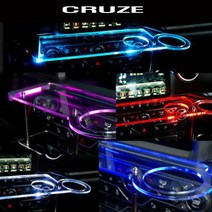 ArtX 쉐보레 크루즈 USB 5V LED 2단 차량용 무중력테이블 컵홀더 식탁 자동차 선반 핸드폰 거치대 수납용품(사제네비 매립차량), 블루, 포함, 미니-사각 타잎