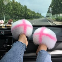 여름 진짜 모피 슬리퍼 숙녀 실내 따뜻한 플립 퍼 여성 플러시 폭스 슬라이드 하우스 신발, 8(38-39), Color-9